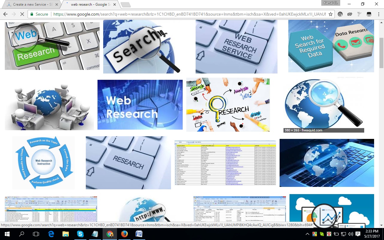 large number of website research