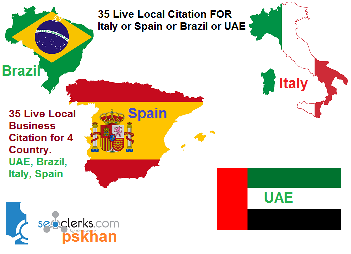 Manually Create 35 Live Local Business Citations For Brazil or Italy or Spain Or UAE