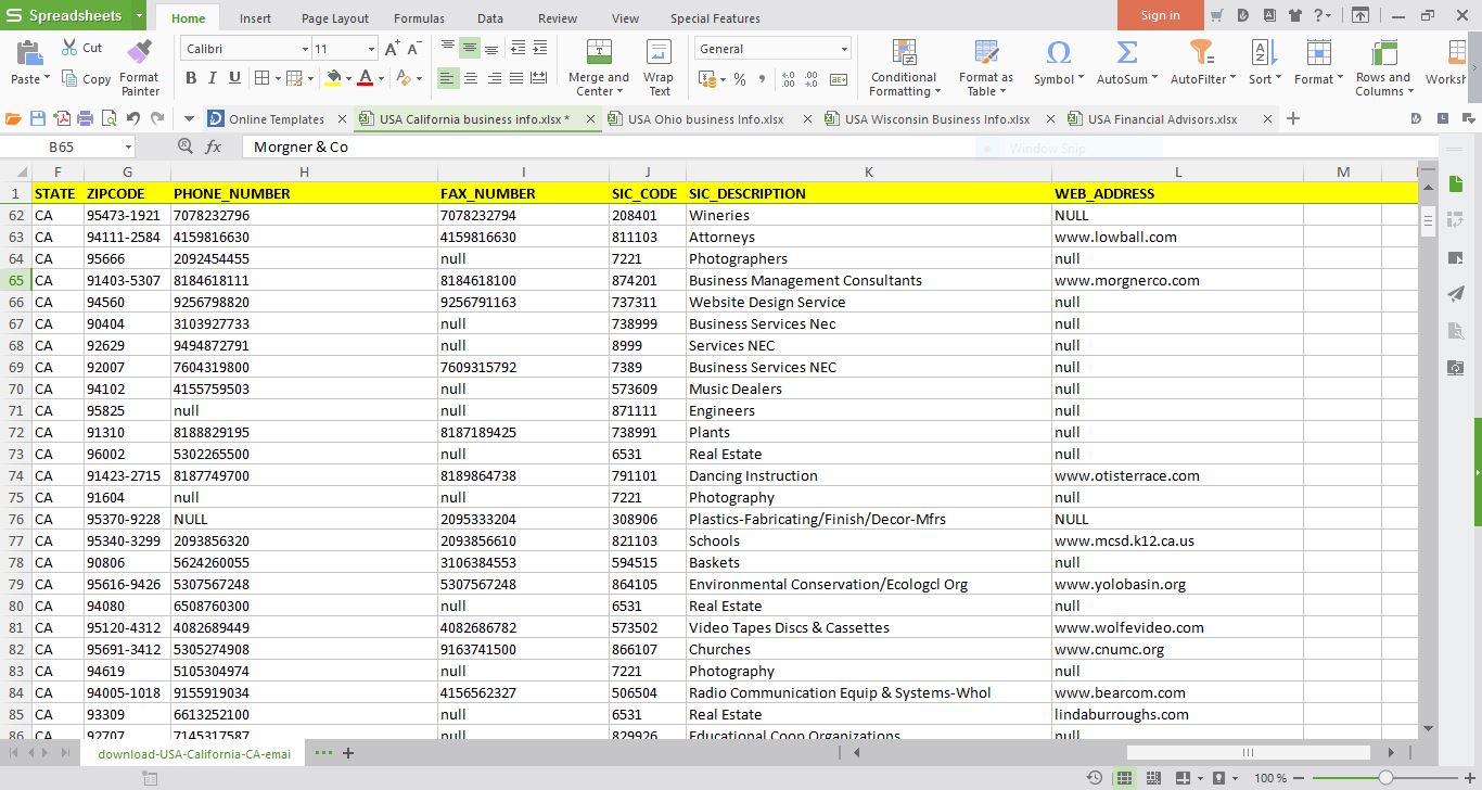 4990 USA California Business Email List