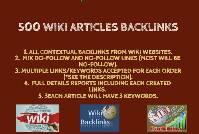 I will provide 500 Wiki articles Backlinks (contextual backlinks)