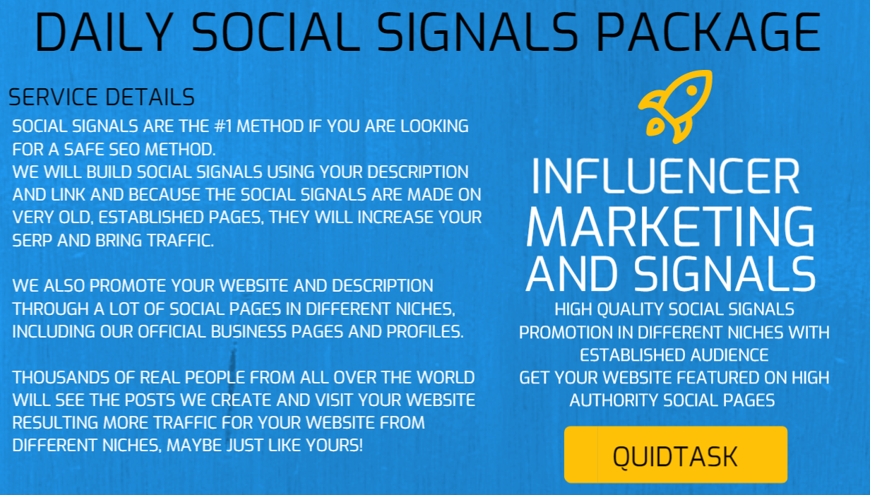 DAILY SOCIAL SIGNALS - SOCIAL MEDIA MARKETING - Rank Your Website with our Daily Package - Score HIGH SERP and get more ORGANIC TRAFFIC
