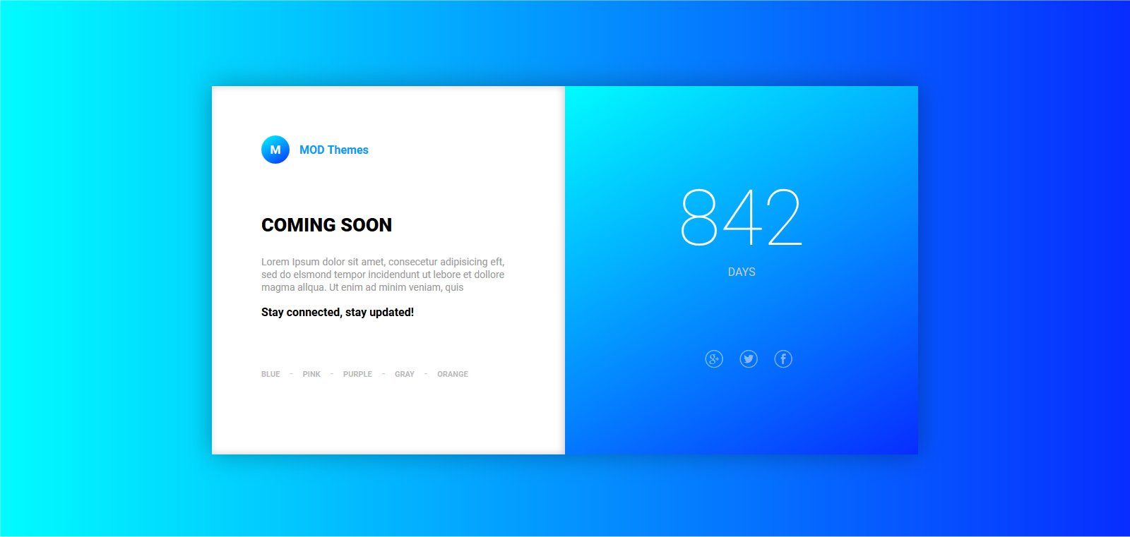 Coming Soon landing page with variations