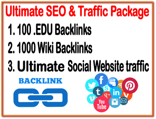 Ultimate SEO & Traffic Package-  100 .EDU  backlinks -1000 Wiki backlinks- Unlimited Social website Traffic
