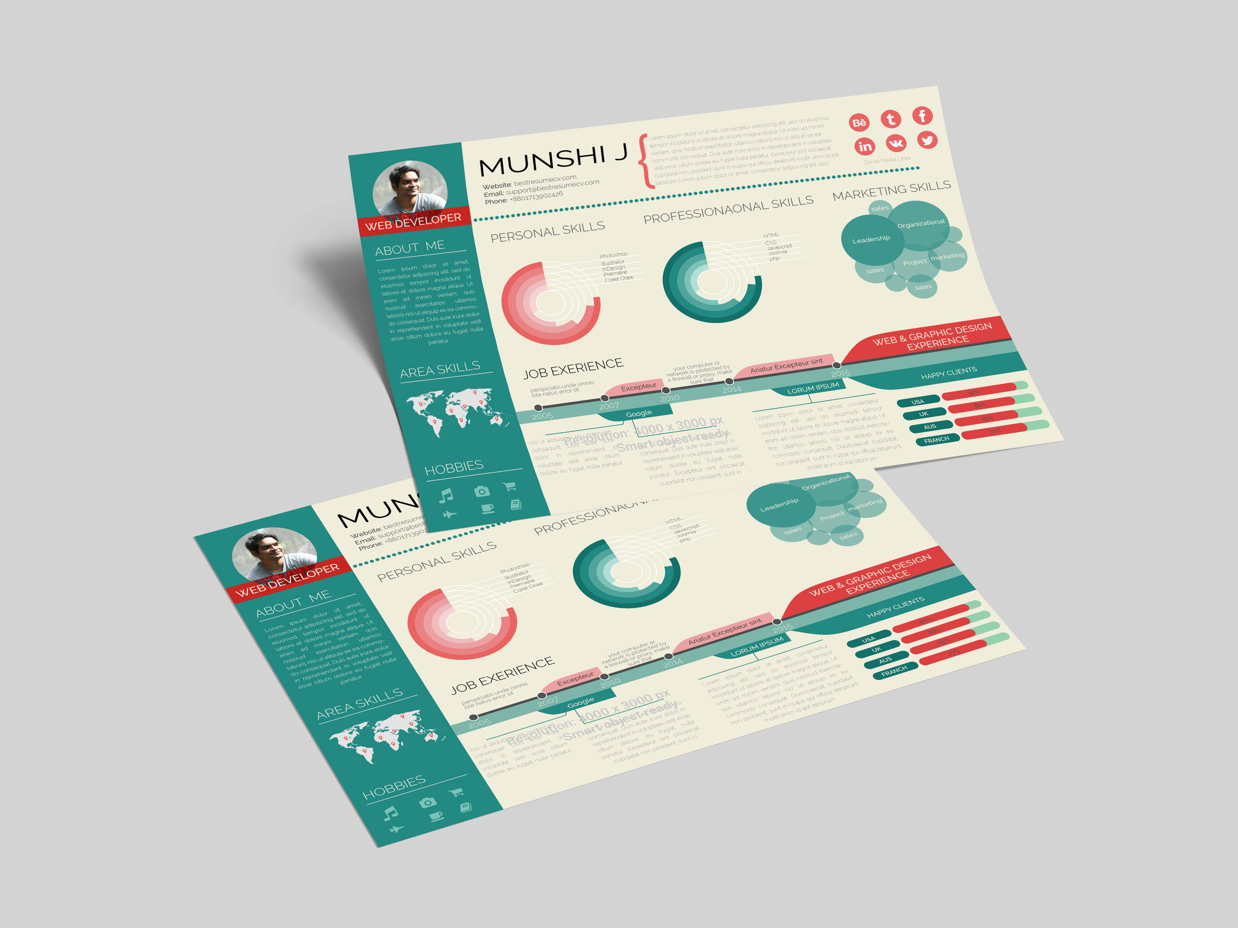 Resume,  Info-graphic cv design