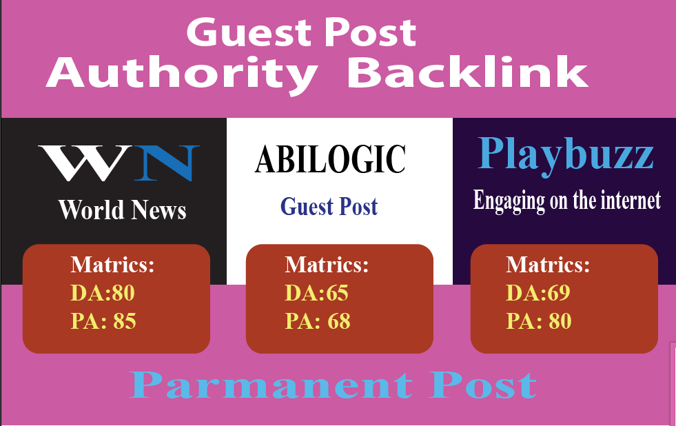 Write And Publish High Quality Guest Post On 3 Sites Blogvin Da90 Wn Da80 Playbuzz Da69 For 40 
