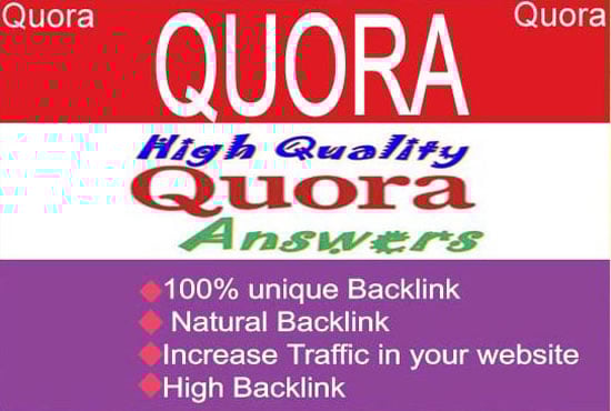 20 Quora backlinks with unique answers from top writer account.