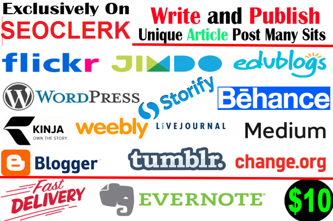 publish 1 unique article in  any top 10 guest post sites 