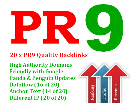create you 20 PR9 backlinks from 20 different PR 9 high authority sites [ dofollow, Panda and Penguin compatible ] + pinging ....!!@