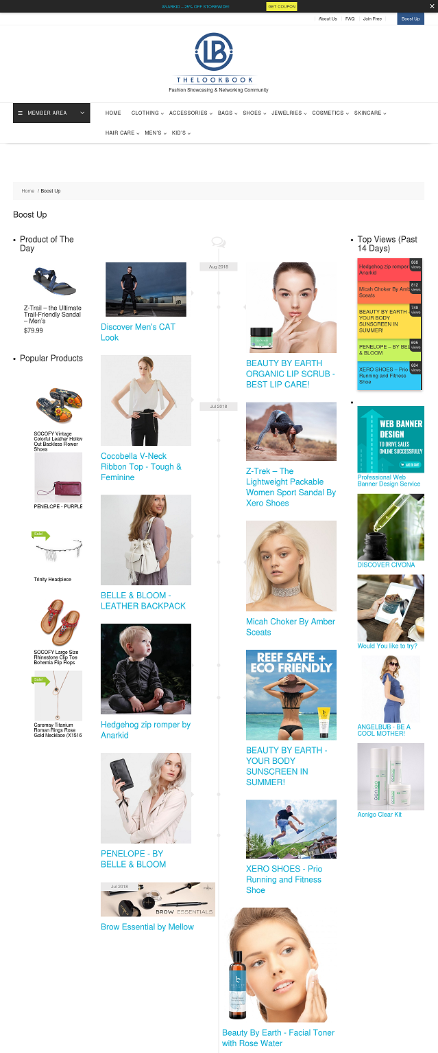 upload 20 products to showcase on The LookBook with 2 extra free boost-up posts