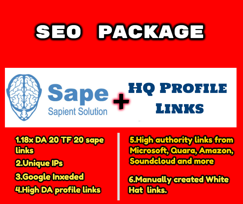 POWERFUL 18x Sape links + 30x Manual Dofolllow HQ Profile Links