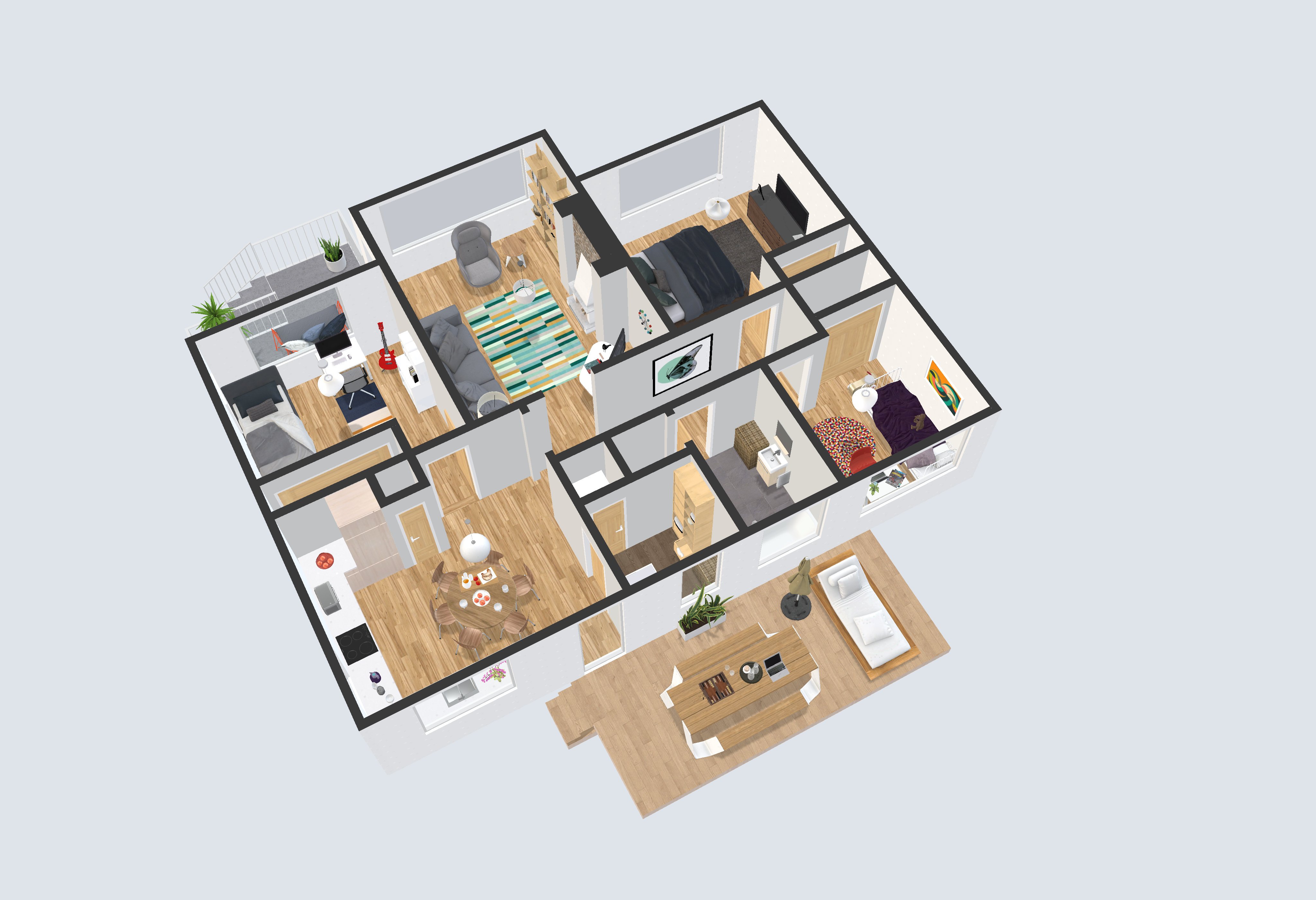 3D Interactive Virtual Tour from 2D floor plan up to 90 sqm