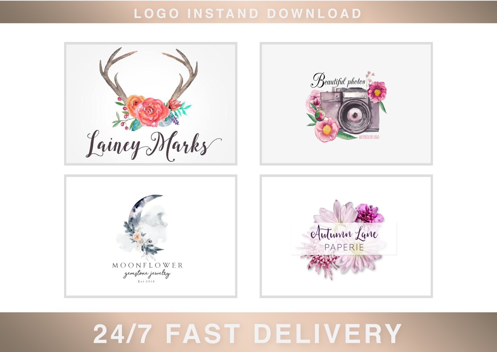 Hand Drawn Feminine Signature Watercolor Logo In 24 Hours