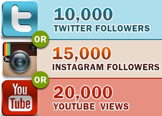 get u 10000+TopQuality Reallooking TWITTER or 15000 instagram followers or 20000 youtube views
