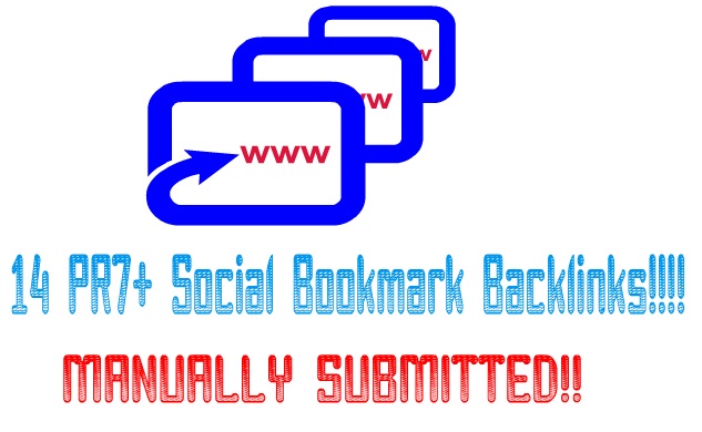 manually submit your website to 14 PR7+ social bookmarking sites