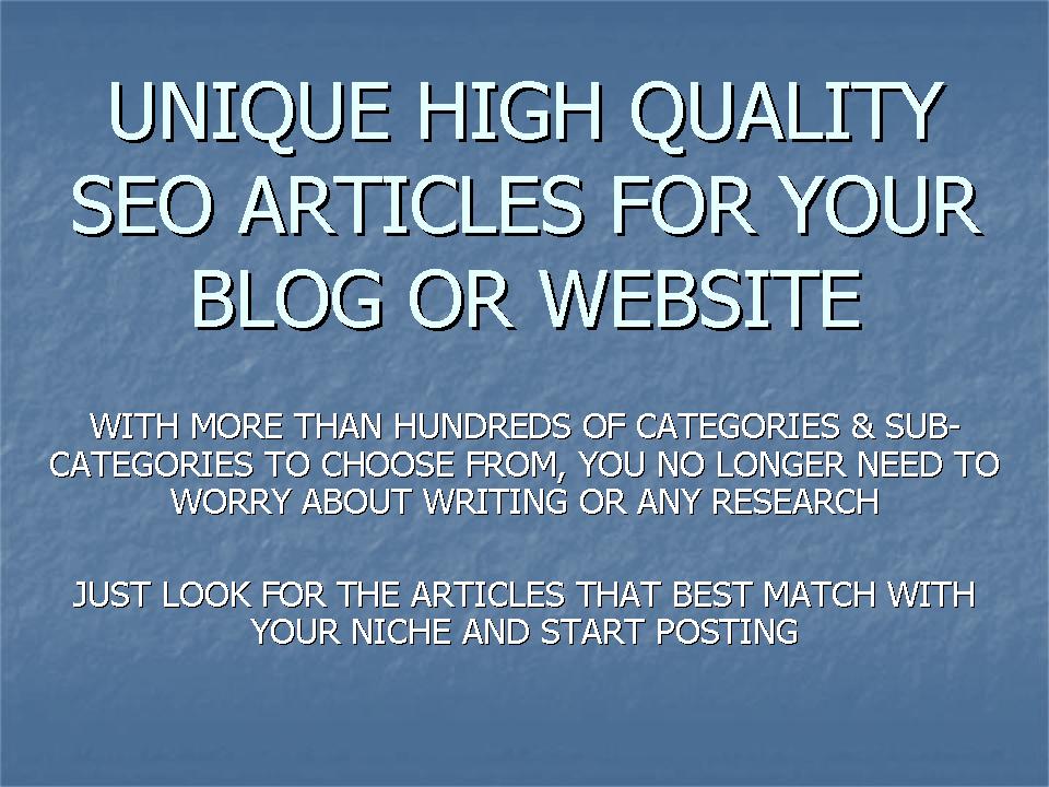 give 10000+ UNIQUE HIGH QUALITY SEO PLR Articles for all niches, categories & sub-categories