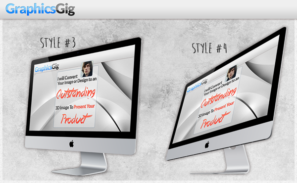 add your 2D flat design as wallpaper of 3D iMac Monitor