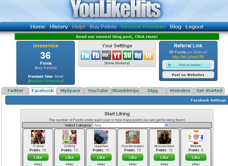 Give You 10.100+ ★YouLikeHits★ Points In Less Than 12h 