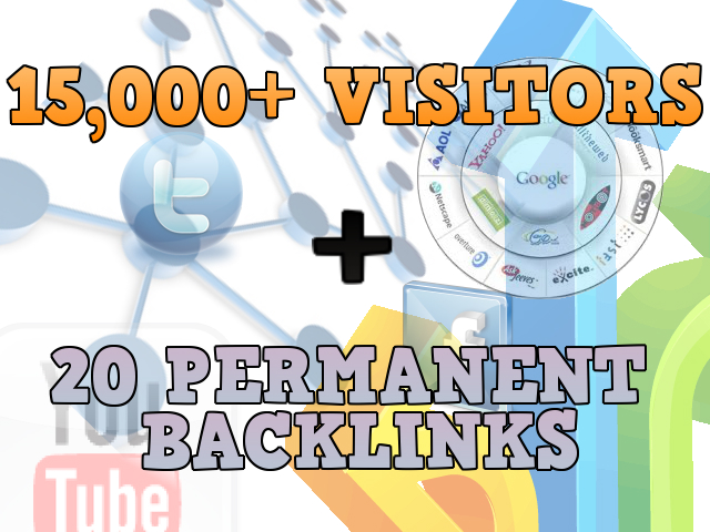 give you 10000+ visitors Adsense safe + 20 Permanent Posts/Backlinks to your website