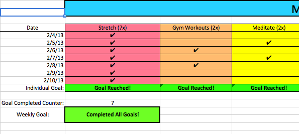 send you a GOALS spreadsheet so you can easily keep track of and manage your goals