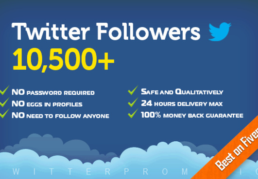  get you 10500+ Twitter FOLLOWERS that you can split between 2 accounts or put all on one in less than 24 hours 