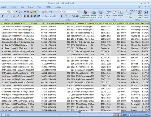 create a list of businesses in your city for cold calling from the Yellow Pages
