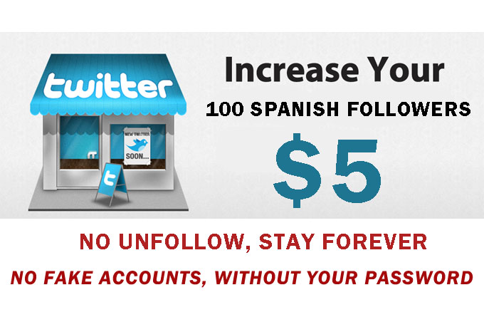 Send 100 spanish followers to your account [STAY FOREVER] REAL Active and Human Followers on Twitter 