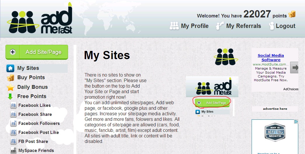 I will give you a addmefast Account with 7000+ points within 24 hours