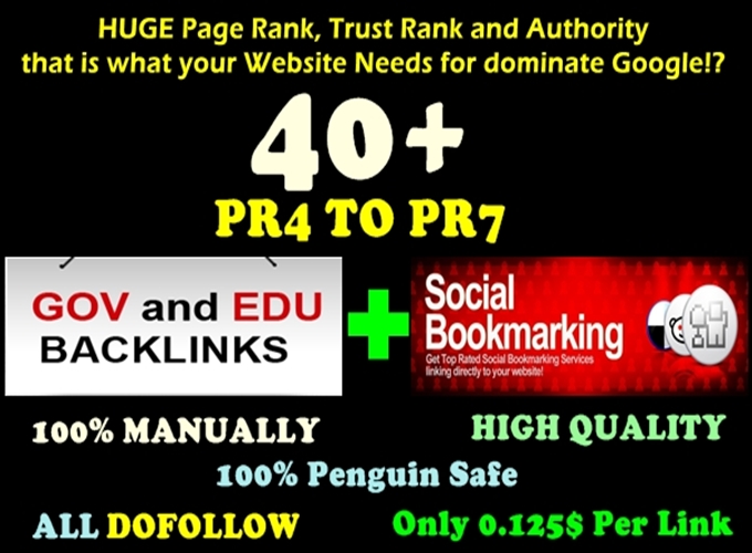 manually create 40+ PR4 To PR7 EDU DoFollow Backlinks + Social Bookmarking (100% Penguin Safe)