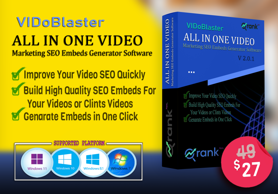 PayPal Accepted - VIDoBlaster - 60 Day License- All in One Video M4rketing SEO Embeds Software