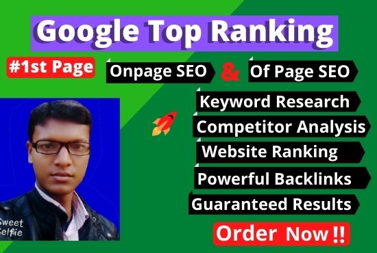 I will rank guaranteed any website in google first page with white hat SEO