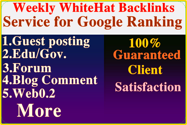 i will provide weekly organic backlinks service for google ranking.