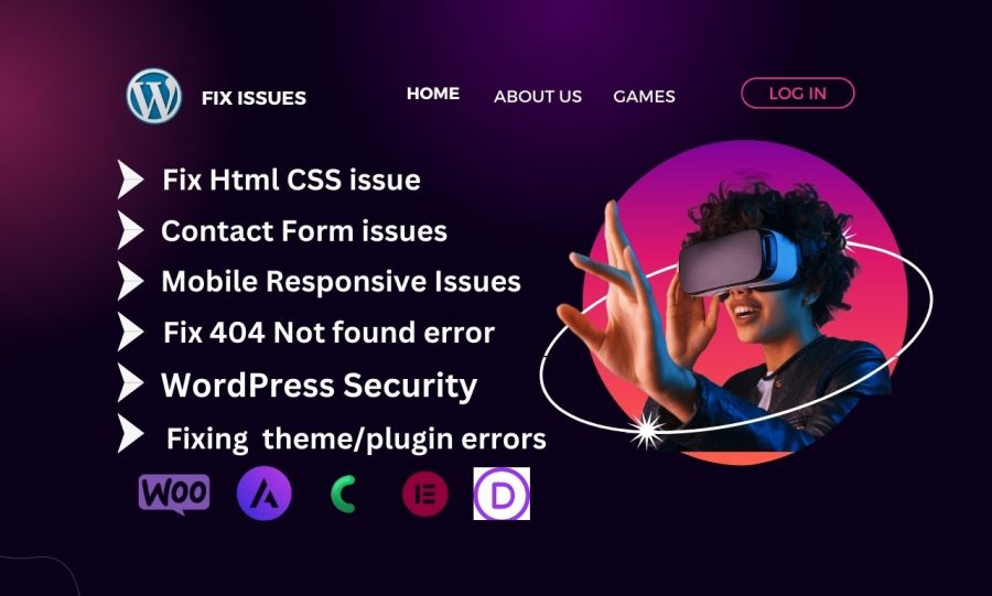 fix 404 errors,wordpress issues, woo commerce issues,HTML,CSS, and customization