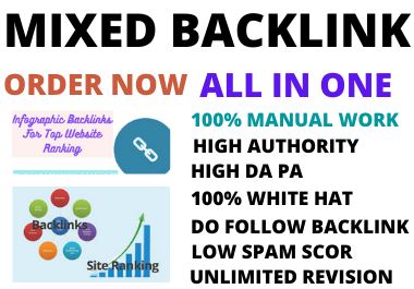 80 mix dofollow backlink high authority white hat niche related manual high da, pa link building