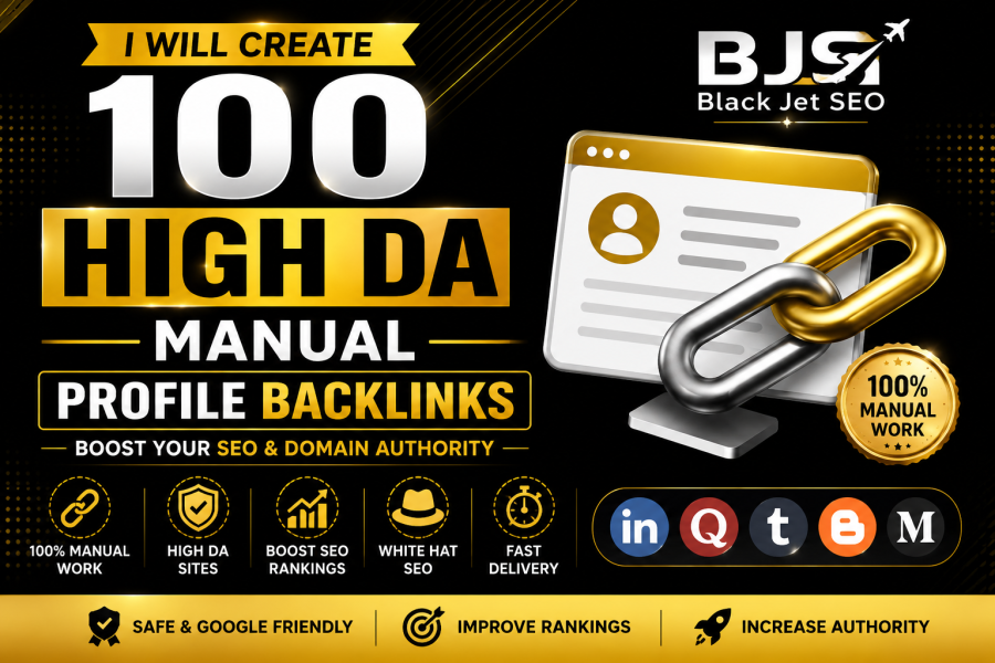 I Will Create 100 High DA Manual Profile Backlinks for SEO