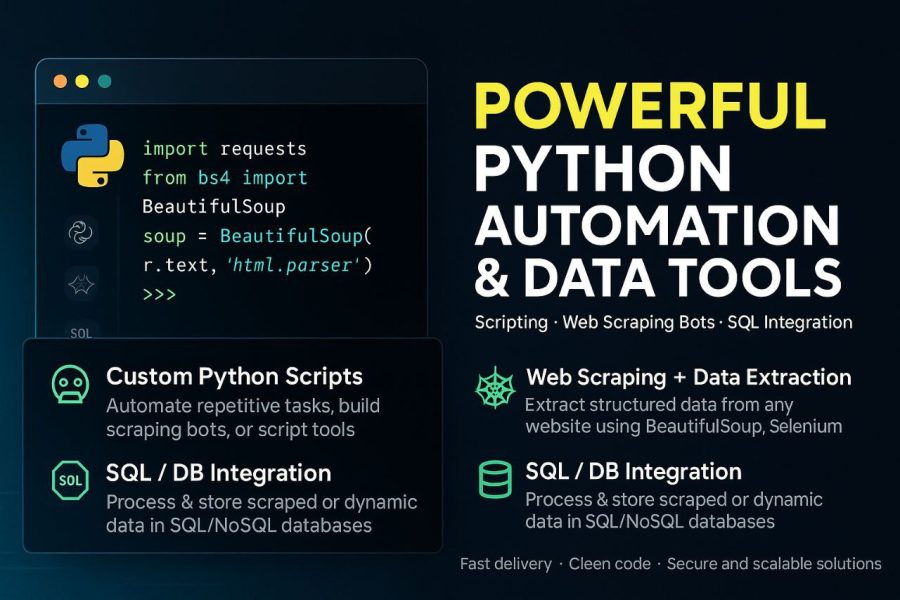 i will do python web scraping bot, automation script, data scraper and web automation