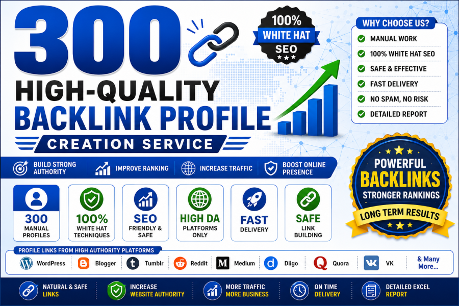 300 High-Quality Backlink Profile Creation Service