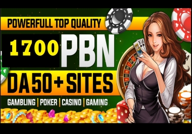 Thai-Korean-Indonesia-DA50 Unique 1700 PBN Gambling Slots Poker Casino Betting High DA Website