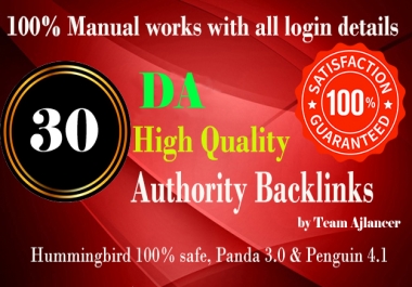 30+ backlinks from DA 50+ and 30+ both are Do-follow 
