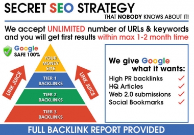 Rank on search engine 1st page by High DA Dofollow and web 2.0 3 tier backlinks
