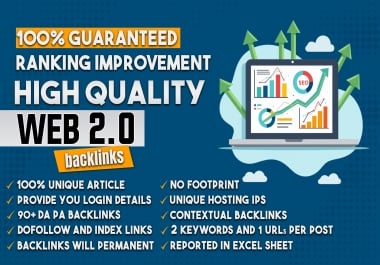 Get 200 Tier 1 + 400 Tier 2 Web 2.0 Backlinks - 600 Manual,  High DA 99,  SEO Links for Google Ranking