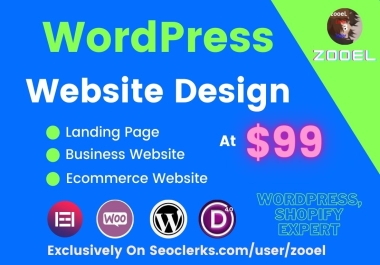 Create Professional & Responsive WordPress website design/redesign with elementor pro,astra pro/divi