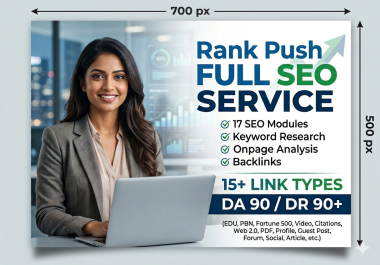 Rank Push Full Seo Service. 17 Seo Modules. DA 90 Backlinks