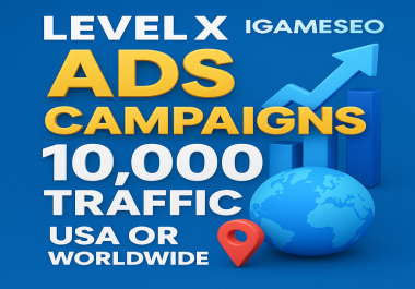 SEO Ads Campaigns 20,000 PPC GA Traffic Target Country USA Or Worldwide Countries Website 1 Keyword