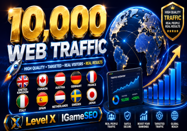 10,000 Web Traffic United Kingdom Canada Austria Germany France Italy Spain Netherlands Sweden Japan