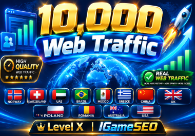 10,000 Web Traffic Norway Switzerland UAE Brazil Mexico Greece China UK Poland Romania Australia USA