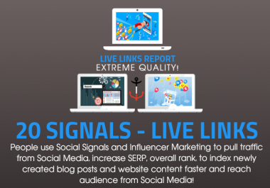 20 Social Signals to BOOST your SEO and Traffic with PROMOTION to 100.000 people on Social Media