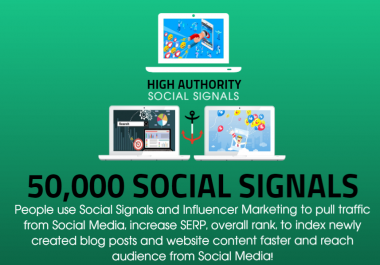 GET 50,000 SOCIAL SIGNALS,  5 SHOUTOUTS ON HIGH AUTHORITY PAGES,  5 BACKLINKS FOR TRAFFIC AND SEO RANK
