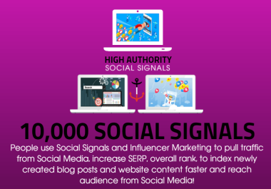 GET 10,000 SOCIAL SIGNALS, 5 SHOUTOUTS ON HIGH AUTHORITY PAGES, 1 BACKLINK FOR TRAFFIC AND SEO RANK