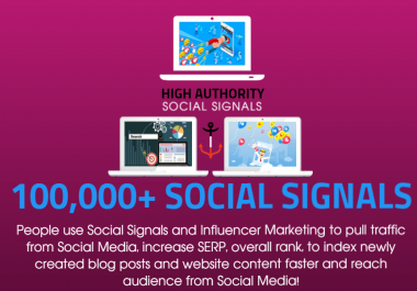 GET 100,000 SOCIAL SIGNALS,  10 SHOUTOUTS - HIGH AUTHORITY PAGES,  10 BACKLINKS FOR TRAFFIC,  SEO,  RANK