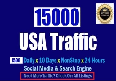 15000 Traffic from USA to your website url for 10 days